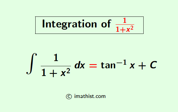 How to Integrate 1/(1+x^2) | Integration of 1/(1+x^2) - iMath