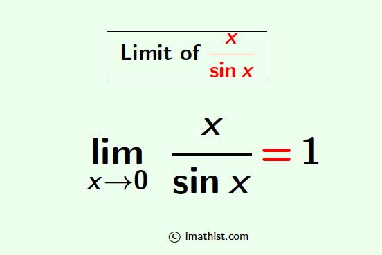 Limit of x/sinx when x tends to 0