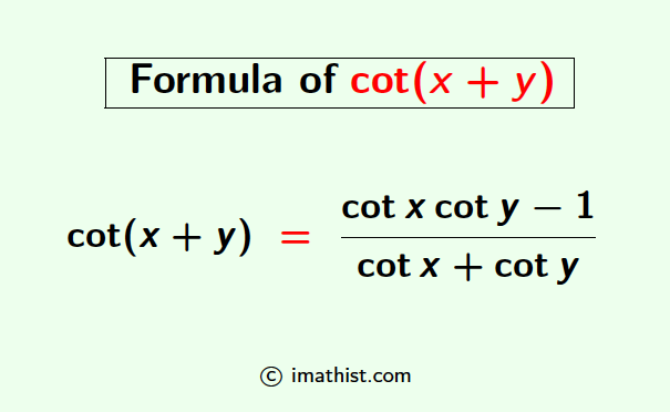 cot(x+y) formula