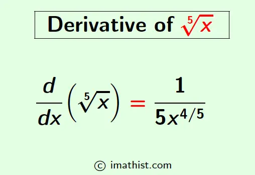 Derivative of fifth root x
