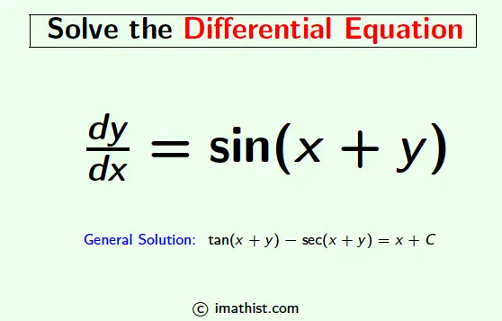 dy/dx=sin(x+y) solution