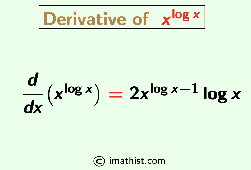 What is the Derivative of x^logx - iMath