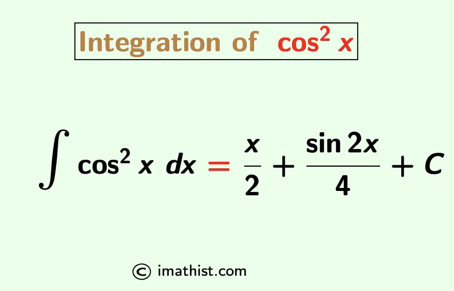 Integration Of Cos Square X Formula Proof Cos 2x Integration IMath