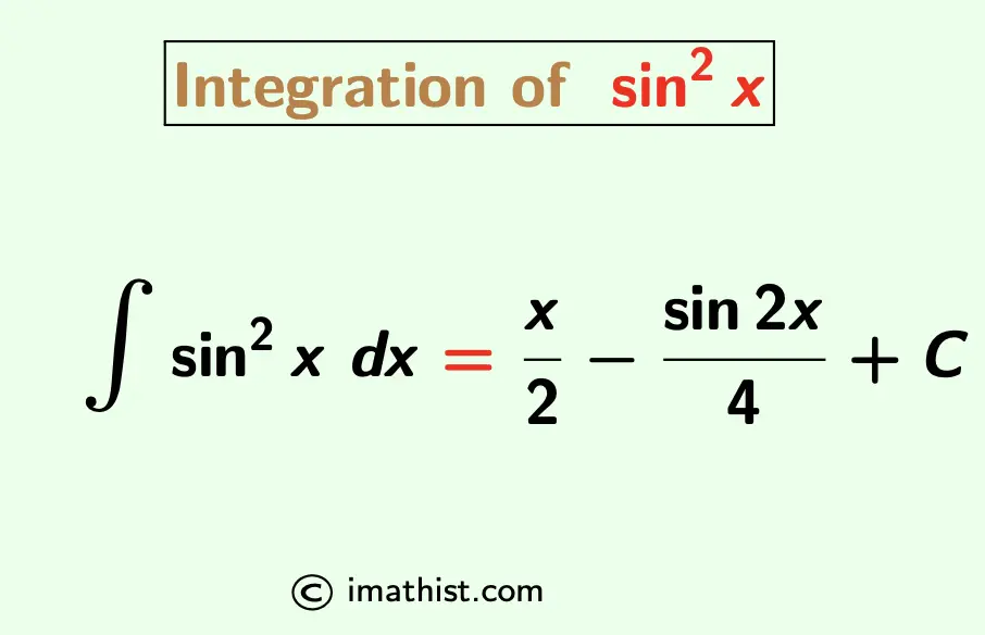 Integration Of Sin Square X Formula Proof Sin 2x Integration IMath