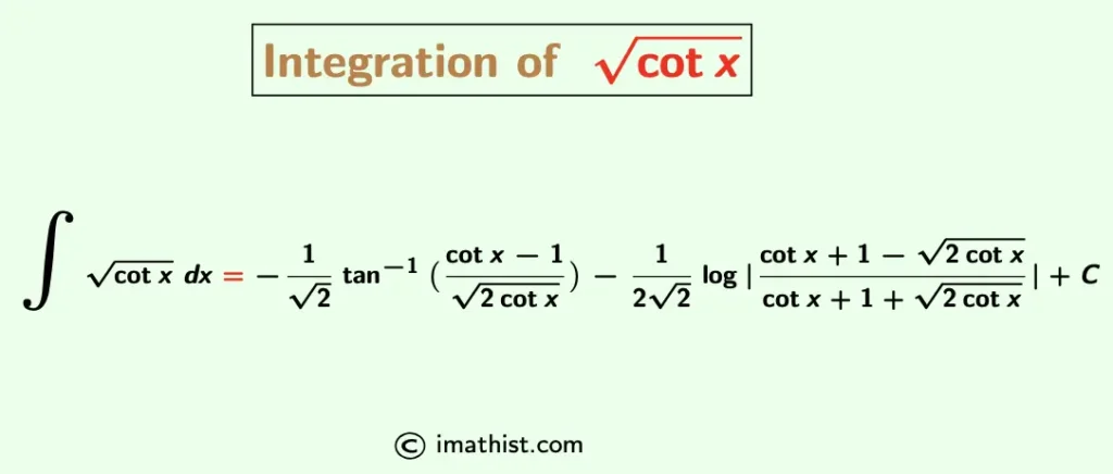 Integral of root cotx