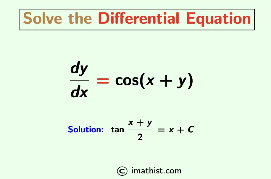 Solve dy/dx=cos(x+y)