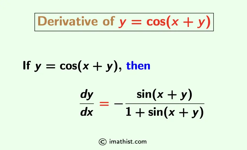 If y=cos(x+y) then Find dy/dx