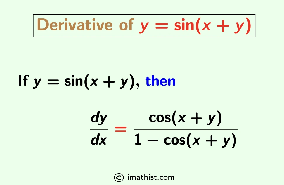 If y=sin(x+y), then find dy/dx